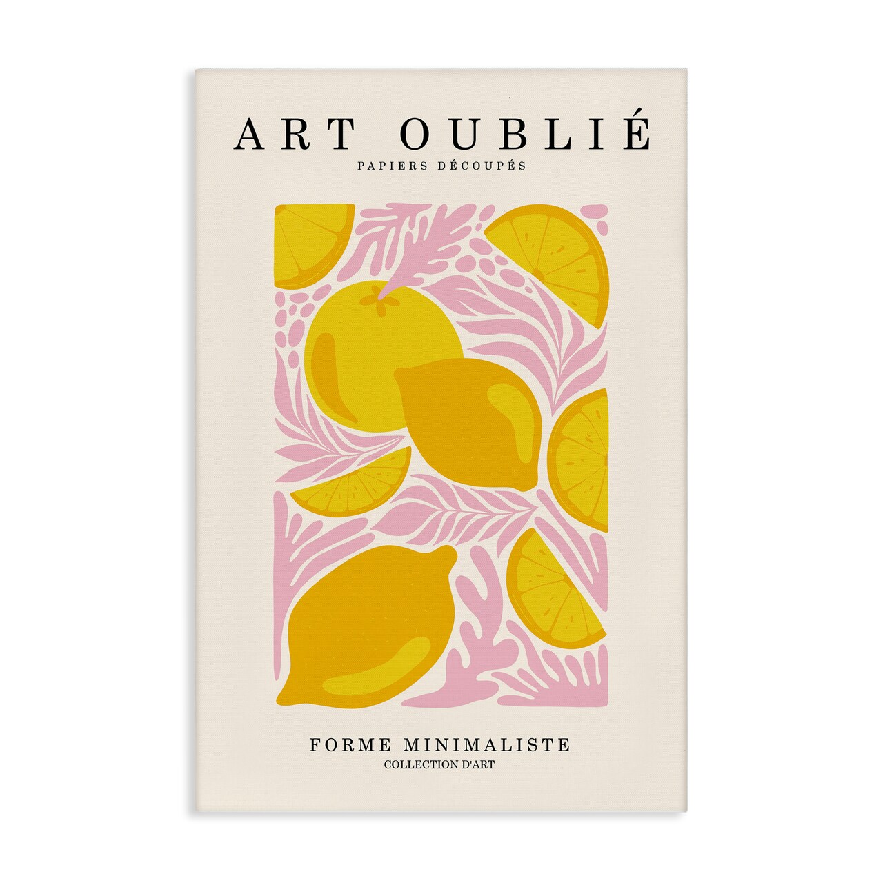 Stupell Industries Lemons on Pink Florals Canvas Wall Art Design by Incado